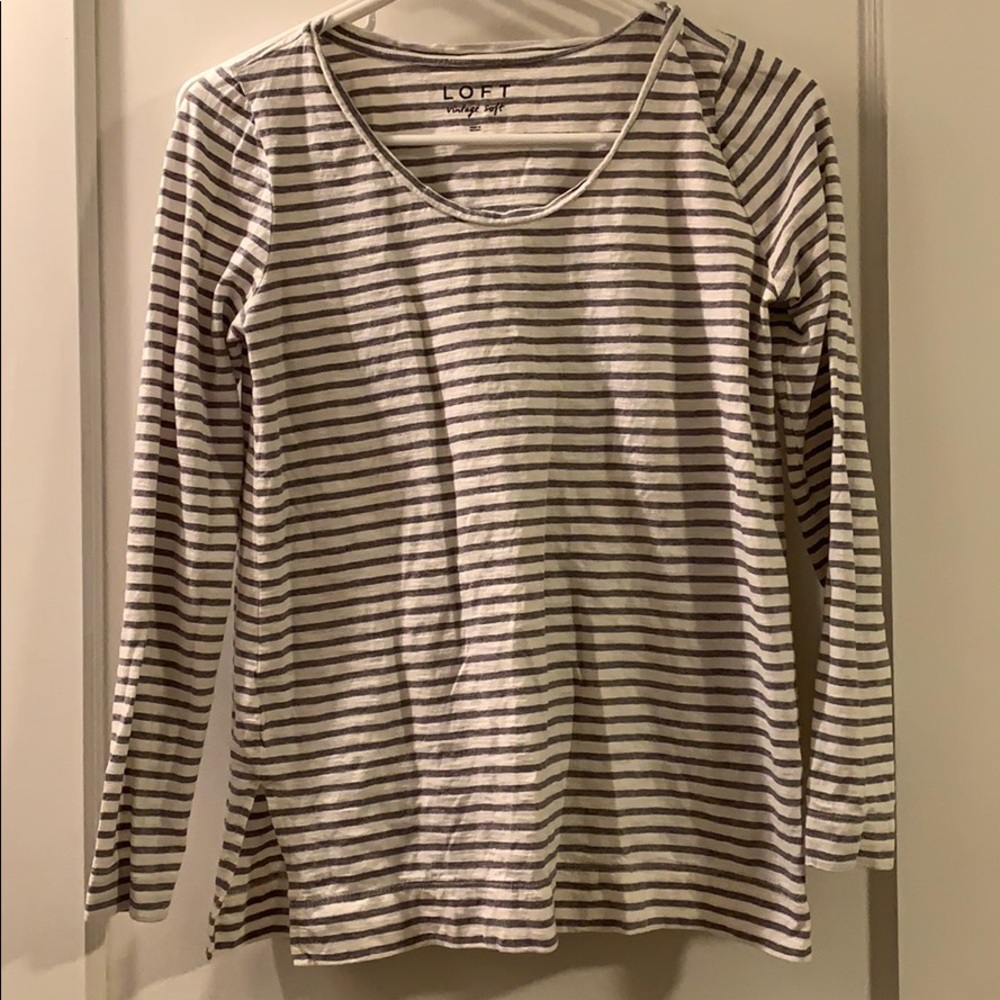 Striped split hem tunic tee